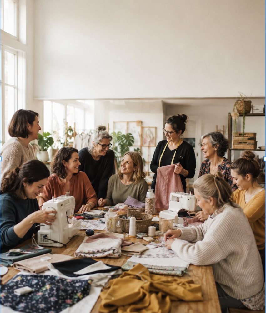 Participantes réunies en atelier couture